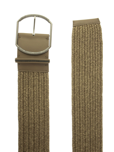 Shop Brunello Cucinelli High Braided Belt With Shiny Loop In Rope