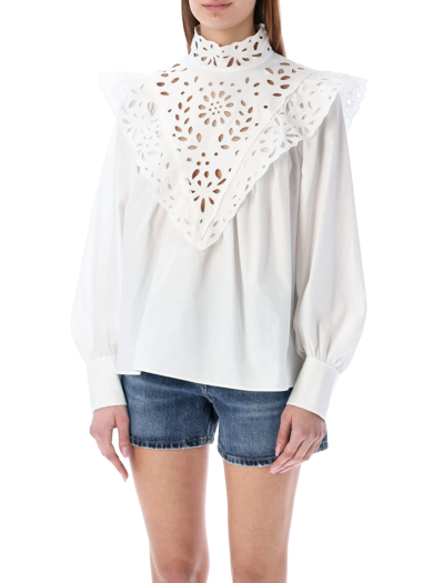 Shop Chloé Broderie Anglaise Blouse In White