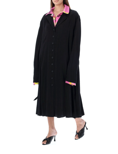 Shop Balenciaga Reversible Coat Dress In Black Flower