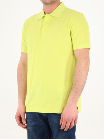 Shop Bottega Veneta Lime Piqué Polo Shirt
