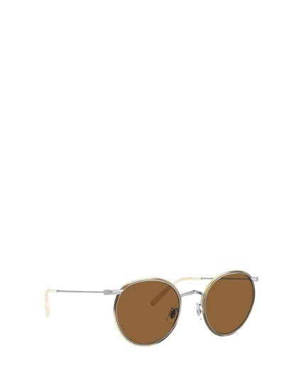 Shop Oliver Peoples Ov1269st Silver / Beige Horn Sunglasses