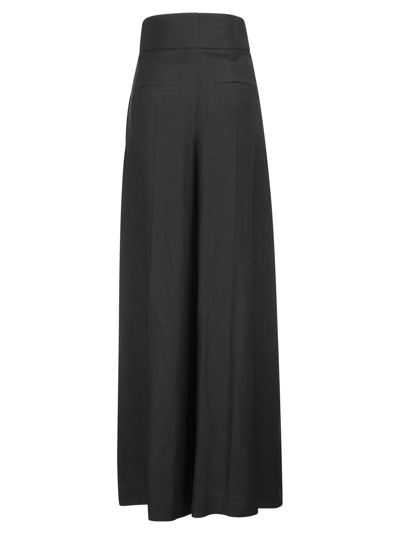 Shop Brunello Cucinelli Corset Extra Wide Trousers In Fluid Viscose And Linen Twill In Black