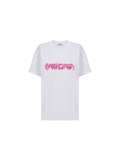 Shop Balenciaga T-shirt In White/bubblegum