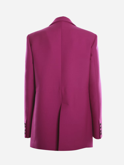 Shop Valentino Double Compact Drill Wool Single-breasted Blazer In Dark Pink