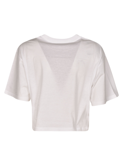 Shop Miu Miu Bead Embellished Logo Cropped T-shirt In White