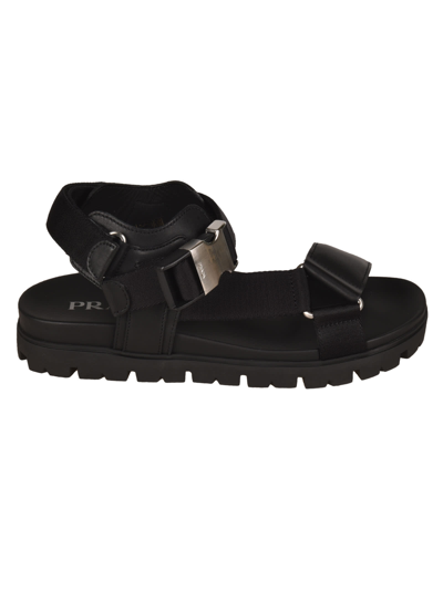 Shop Prada Snap-lock Sandals In Black