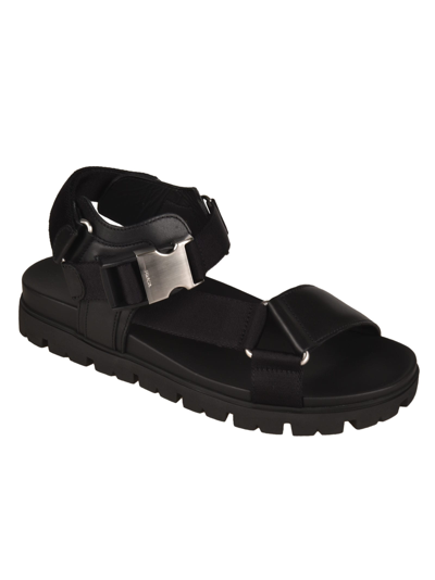 Shop Prada Snap-lock Sandals In Black
