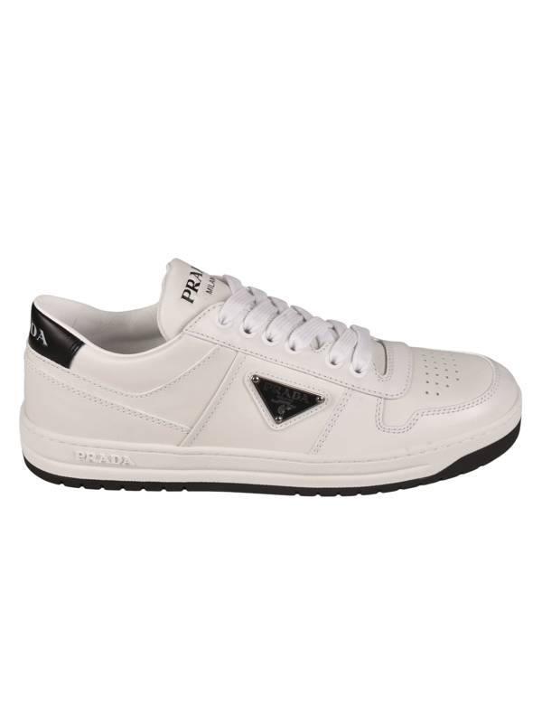 Prada logo-plaque leather sneakers - White