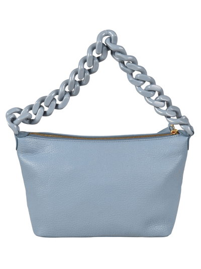 Shop Miu Miu Chain Strap Logo Embossed Shoulder Bag In Astrale
