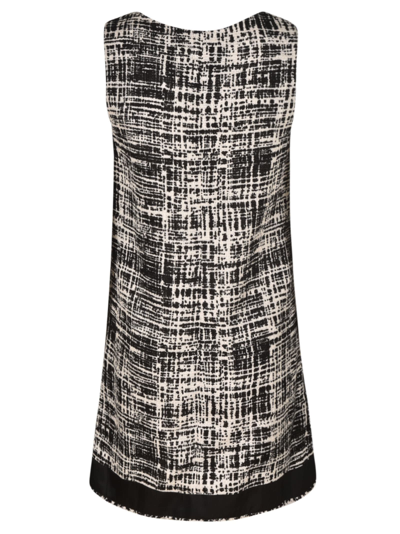 Shop Prada Sleeveless Tweed Short Dress In Ivory/black