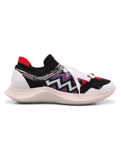 Shop Missoni Fabric Embroidered Sneakers In Black & Red