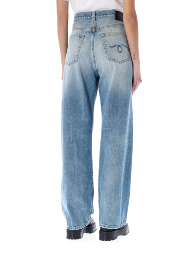 Shop R13 Wide Leg Crossover Jeans In Irving Blue
