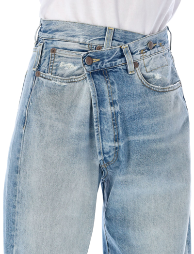 Shop R13 Wide Leg Crossover Jeans In Irving Blue