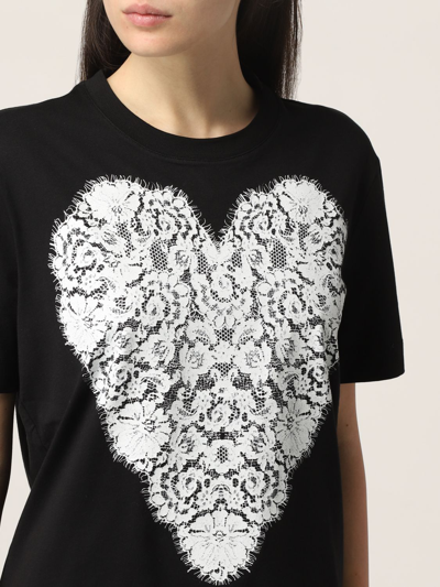 Shop Love Moschino Printed Cotton T-shirt In Black