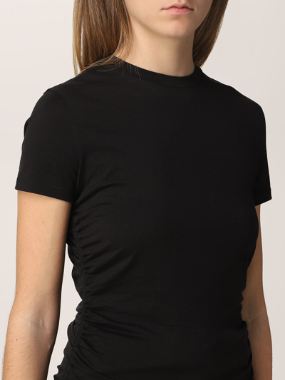 Shop Theory Ruched Crewneck Tiny T-shirt In Black