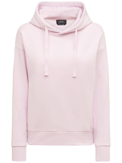 Shop Apc Pink Cotton Hoodie In Rosa