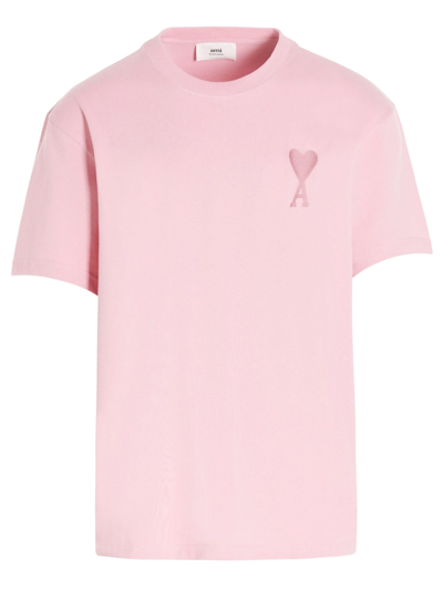 Shop Ami Alexandre Mattiussi Pink Organic Cotton T-shirt In Rosa