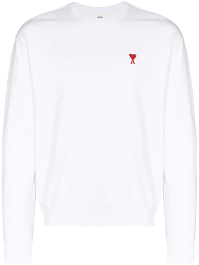 Shop Ami Alexandre Mattiussi White Cotton Sweatshirt In Bianco