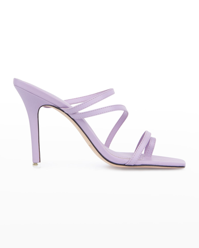 Shop Black Suede Studio Cindy Strappy Stiletto Slide Sandals In Lavender