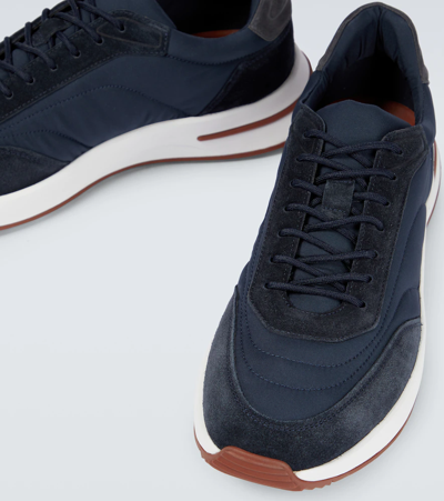 Loro Piana Week_end Walk Evo Wind Suede Sneakers In Blue