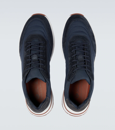 Loro Piana Week_end Walk Evo Wind Suede Sneakers In Blue