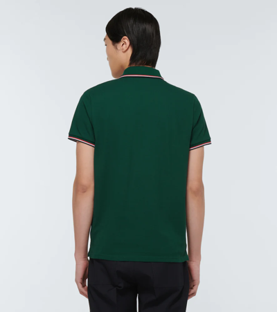 Shop Moncler Cotton Piqué Polo Shirt In Green