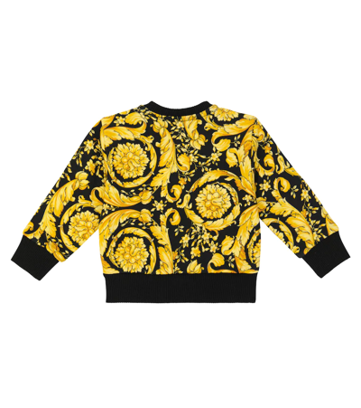 Shop Versace Baby Barocco Printed Sweatshirt In Nero+oro