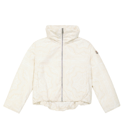 Shop Moncler Estonel Cropped Jacket In White/pink Print