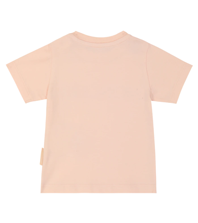 Shop Moncler Baby Logo Cotton-blend T-shirt In Pink