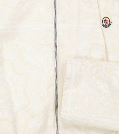 Shop Moncler Estonel Cropped Jacket In White/pink Print