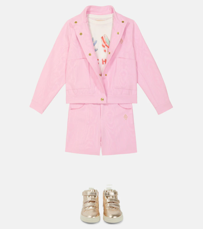 The Animals Observatory Kids Pink Logo Moare Pig Trousers In Pink