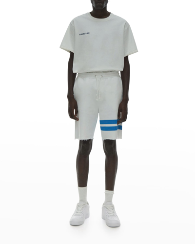 Shop Helmut Lang Men's 2-stripe Logo Drawstring Shorts In White
