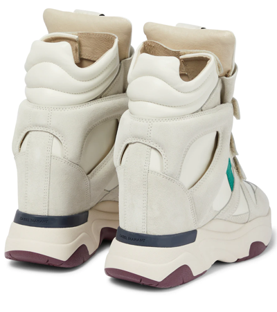 Shop Isabel Marant Balskee Leather Wedge Sneakers In Green/white