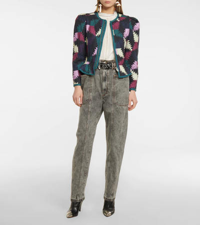 Shop Isabel Marant Étoile Hafileal Printed Cotton Jacket In Faded Night