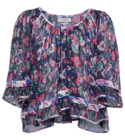 Shop Isabel Marant Étoile Roxini Floral Blouse In Faded Night