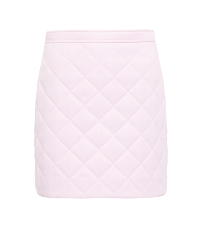 Shop Burberry Quilted Miniskirt In Pale Candy Pink