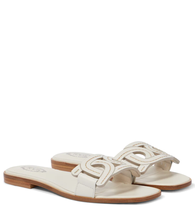 Shop Tod's Catena Leather Slides In 0