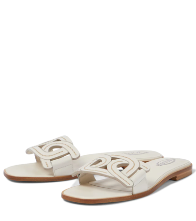 Shop Tod's Catena Leather Slides In 0