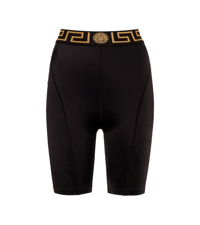 Shop Versace Greca Biker Shorts In Nero