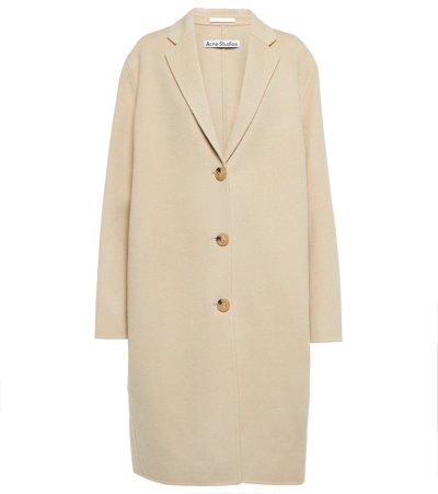 Shop Acne Studios Single-breasted Wool Coat In Cold Beige