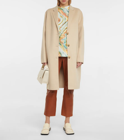 Shop Acne Studios Single-breasted Wool Coat In Cold Beige