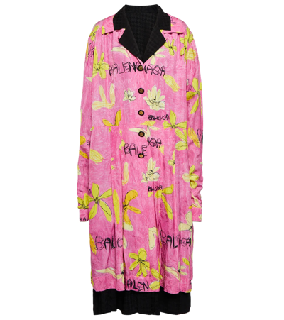 Shop Balenciaga Reversible Printed Shirt Dress In Pink