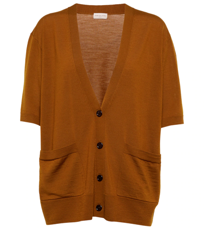 Dries Van Noten Short-sleeve Wool Cardigan In Tan | ModeSens