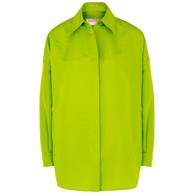 Shop Valentino Lime Green Silk-faille Overshirt