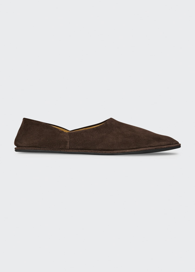 Shop The Row Men's Canal Leather Slip-on Shoes In Espresso