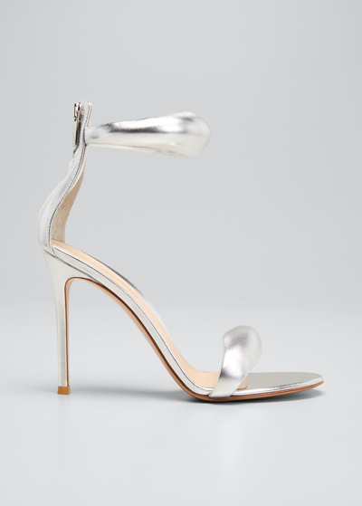 Shop Gianvito Rossi Metallic Napa Ankle-cuff Stiletto Sandals In Silver