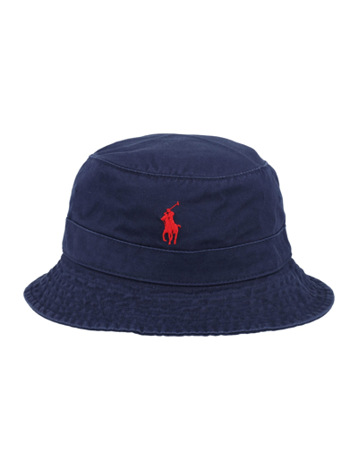 Shop Polo Ralph Lauren Logo Bucket Hat In Navy