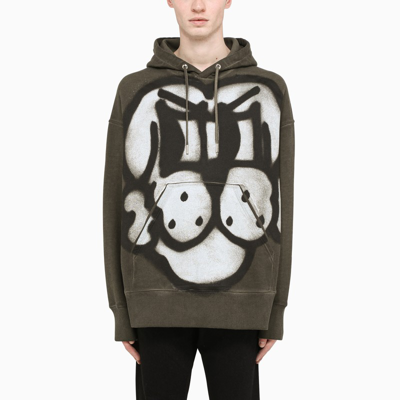 Shop Givenchy Military Green Printed Hoodie