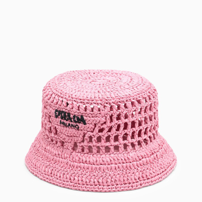 Shop Prada Pink Crochet Bucket Hat