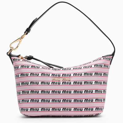 Shop Miu Miu Pink Logo-print Pattern Mini Bag In White